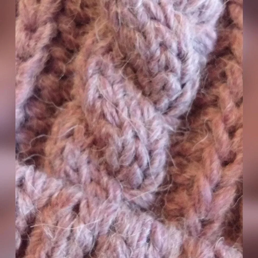 Chunky Knit Beanie Hat Faux Fur Pom Pom Cozy Winter Warm Ear Warmer Pink Purple